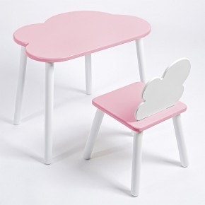 Комплект детский стол ОБЛАЧКО и стул ОБЛАЧКО ROLTI Baby (розовая столешница/розовое сиденье/белые ножки) в Заречном - zarechnyy.mebel24.online | фото 1