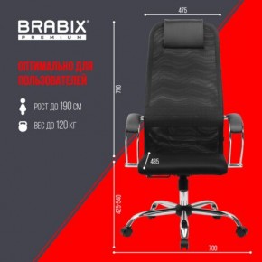 Кресло BRABIX PREMIUM "Ultimate EX-800" хром, плотная двойная сетка Х2, черное, 532911 в Заречном - zarechnyy.mebel24.online | фото 6