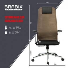 Кресло BRABIX PREMIUM "Ultimate EX-801" хром, плотная двойная сетка Х2, черное/коричневое, 532920 в Заречном - zarechnyy.mebel24.online | фото 6