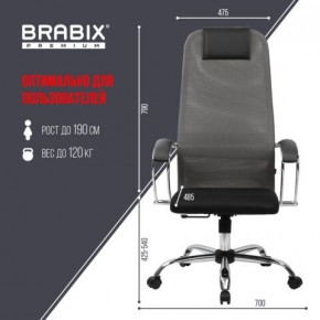 Кресло офисное BRABIX PREMIUM "Ultimate EX-800" хром, плотная двойная сетка Х2, черное/серое, 532912 в Заречном - zarechnyy.mebel24.online | фото 3