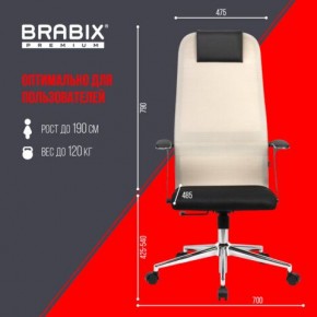 Кресло офисное BRABIX PREMIUM "Ultimate EX-801" хром, плотная двойная сетка Х2, черное/бежевое, 532919 в Заречном - zarechnyy.mebel24.online | фото 6