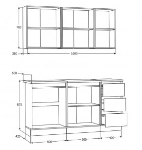 Кухня Хилтон 1.6 м (Белый текстурный/Дуб Вотан) в Заречном - zarechnyy.mebel24.online | фото 3