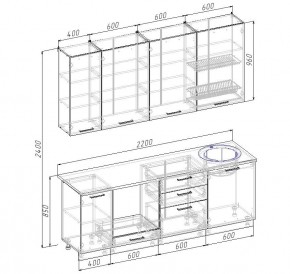 Кухонный гарнитур Дели 2200 (Стол. 26мм) в Заречном - zarechnyy.mebel24.online | фото 2