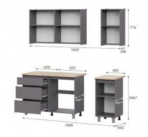 Кухонный гарнитур ДЕНВЕР (1600) Графит серый/Дуб Сонома в Заречном - zarechnyy.mebel24.online | фото 2