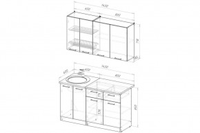 ЛОТОС Кухонный гарнитур Медиум 2 (1400 мм) в Заречном - zarechnyy.mebel24.online | фото 2