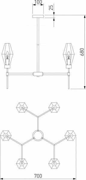 Люстра на штанге Eurosvet Prism 60143/6 хром в Заречном - zarechnyy.mebel24.online | фото 2