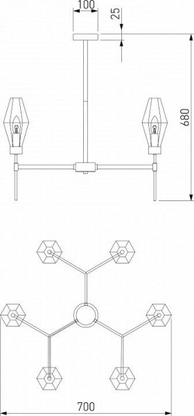 Люстра на штанге Eurosvet Prism 60143/6 латунь в Заречном - zarechnyy.mebel24.online | фото 4