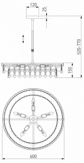 Люстра на штанге Eurosvet Sophie 60165/6 латунь в Заречном - zarechnyy.mebel24.online | фото 3