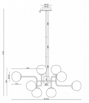 Люстра на штанге Maytoni Erich MOD221-PL-12-G в Заречном - zarechnyy.mebel24.online | фото 3