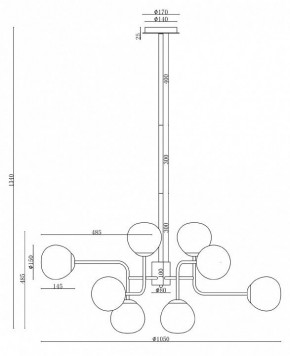 Люстра на штанге Maytoni Erich MOD221-PL-12-N в Заречном - zarechnyy.mebel24.online | фото 3