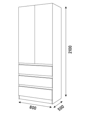 ПАРУС Шкаф 2-х ств. 800 в Заречном - zarechnyy.mebel24.online | фото 3