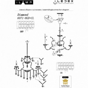 Подвесная люстра iLamp Diamond 6071-8 GD+CL в Заречном - zarechnyy.mebel24.online | фото 2