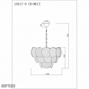 Подвесная люстра iLamp Rivoli 15617-9 CR+MULT в Заречном - zarechnyy.mebel24.online | фото 3