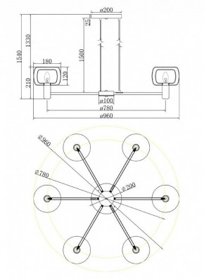 Подвесная люстра Maytoni Vision MOD411PL-06G в Заречном - zarechnyy.mebel24.online | фото 6