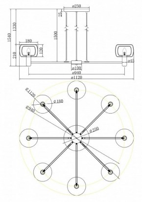 Подвесная люстра Maytoni Vision MOD411PL-08G в Заречном - zarechnyy.mebel24.online | фото 4