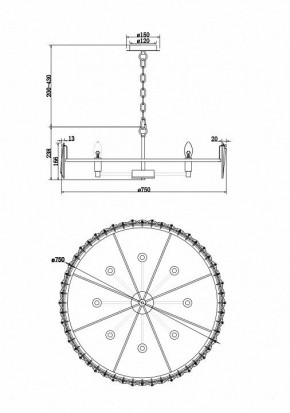 Подвесной светильник Maytoni Puntes MOD043PL-08CH в Заречном - zarechnyy.mebel24.online | фото 4