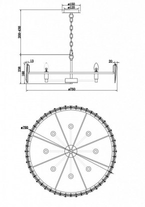 Подвесной светильник Maytoni Puntes MOD043PL-08G в Заречном - zarechnyy.mebel24.online | фото 4