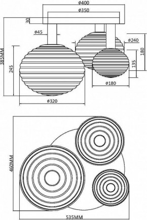 Потолочная люстра Maytoni Halo MOD268CL-03G в Заречном - zarechnyy.mebel24.online | фото 4