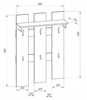 Прихожая-вешалка большая 800 в Заречном - zarechnyy.mebel24.online | фото 2