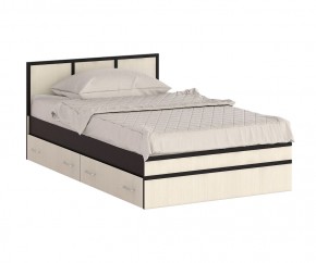 Сакура Кровать с ящиками 1200, цвет венге/дуб лоредо, ШхГхВ 123,5х203,5х80 см., сп.м. 1200х2000 мм., без матраса, основание есть, универсальная сборка в Заречном - zarechnyy.mebel24.online | фото 4