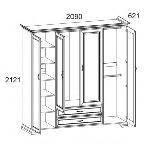 Шкаф 4D2S Z, TIFFANY, цвет вудлайн кремовый в Заречном - zarechnyy.mebel24.online | фото 1