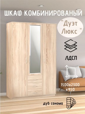 Шкаф комбинированный Дуэт Люкс с зеркалом в Заречном - zarechnyy.mebel24.online | фото 1