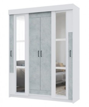 Шкаф-купе с зеркалами VICTOR (Белый-Бетон) в Заречном - zarechnyy.mebel24.online | фото