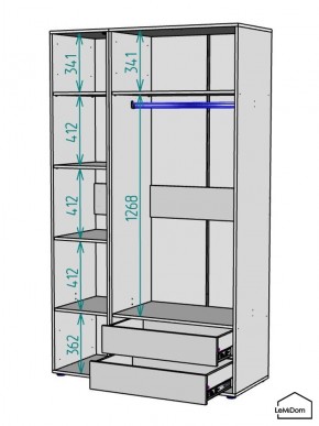 Шкаф Linnea MHR-3PO-2 2050х1200х510 (Белый-М 11.1.2) в Заречном - zarechnyy.mebel24.online | фото 3