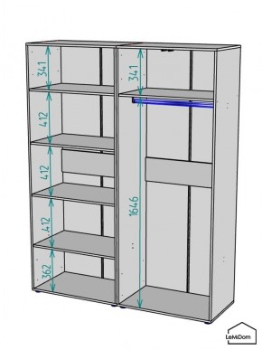 Шкаф Linnea MHR-4-1 2050х1600х510 (Графит-М 11.1.25) в Заречном - zarechnyy.mebel24.online | фото 3