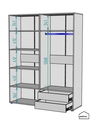 Шкаф Linnea MHR-4-2 2050х1600х510 (Графит-М 11.1.25) в Заречном - zarechnyy.mebel24.online | фото 3