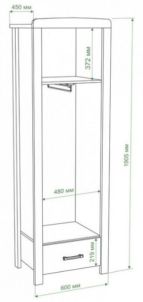 Шкаф платяной Бартоло Ш1Д в Заречном - zarechnyy.mebel24.online | фото 2