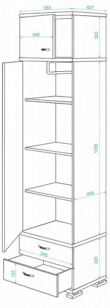Шкаф платяной Домино КС-10 в Заречном - zarechnyy.mebel24.online | фото 2