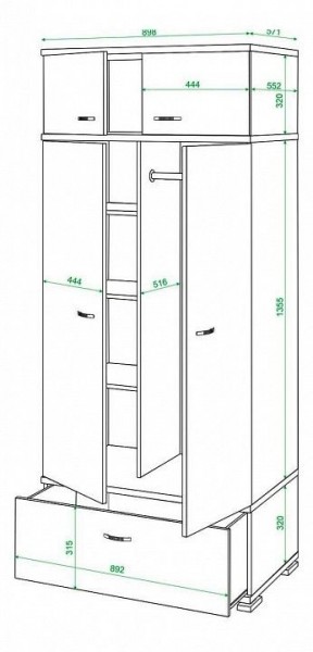 Шкаф платяной Домино КС-20 в Заречном - zarechnyy.mebel24.online | фото 3