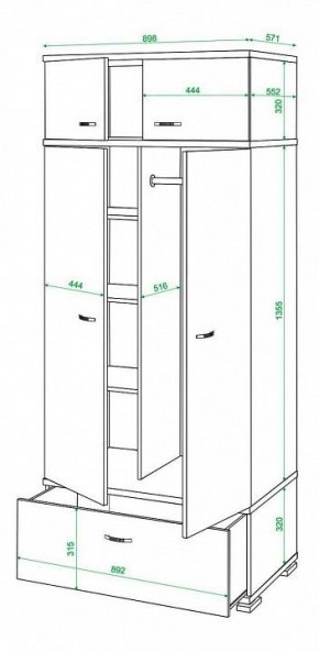 Шкаф платяной Домино КС-20 в Заречном - zarechnyy.mebel24.online | фото 3