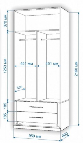 Шкаф платяной Нобиле Пл-95/60 в Заречном - zarechnyy.mebel24.online | фото 2