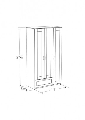 Шкаф СИРИУС трехдверный с одним выдвижным ящиком, цвет Белый в Заречном - zarechnyy.mebel24.online | фото 2