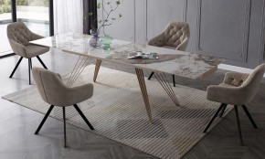 Стол ACERRA NEW 160 GLOSS LUXURY PANDORA SOLID CERAMIC/ каркас цвета шампань, ®DISAUR в Заречном - zarechnyy.mebel24.online | фото 3