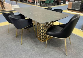 Стол CHIAVARI 220 KL-116 Черный мрамор матовый, итальянская керамика / бронзовый, ®DISAUR в Заречном - zarechnyy.mebel24.online | фото 2