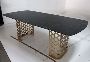 Стол CHIAVARI 220 KL-116 Черный мрамор матовый, итальянская керамика / бронзовый, ®DISAUR в Заречном - zarechnyy.mebel24.online | фото 4
