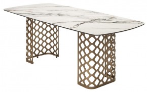 Стол CHIAVARI 220 KL-188 Контрастный мрамор матовый, итальянская керамика / Шампань, ®DISAUR в Заречном - zarechnyy.mebel24.online | фото