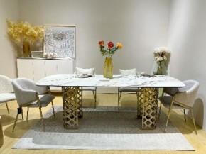 Стол CHIAVARI 220 KL-188 Контрастный мрамор матовый, итальянская керамика / Шампань, ®DISAUR в Заречном - zarechnyy.mebel24.online | фото 2