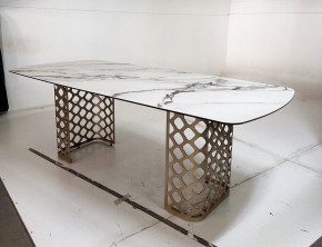 Стол CHIAVARI 220 KL-188 Контрастный мрамор матовый, итальянская керамика / Шампань, ®DISAUR в Заречном - zarechnyy.mebel24.online | фото 6