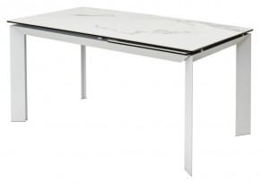 Стол CREMONA 140 HIGH GLOSS STATUARIO Белый мрамор глянцевый, керамика/ белый каркас, ®DISAUR в Заречном - zarechnyy.mebel24.online | фото 1