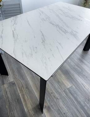 Стол CREMONA 140 KL-99 Белый мрамор матовый, итальянская керамика / черный каркас, ®DISAUR в Заречном - zarechnyy.mebel24.online | фото 3
