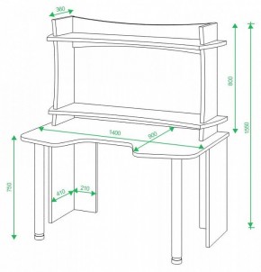 Стол компьютерный Домино lite СКЛ-Игр140 в Заречном - zarechnyy.mebel24.online | фото 2