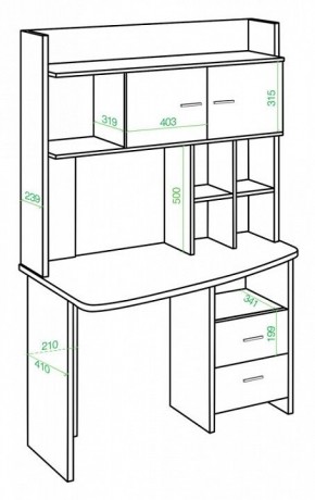 Стол компьютерный Домино Lite СКЛ-Крл120+НКЛХ-120 в Заречном - zarechnyy.mebel24.online | фото 2