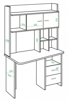 Стол компьютерный Домино Lite СКЛ-Трап120+НКЛХ-120 в Заречном - zarechnyy.mebel24.online | фото 2