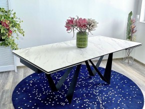 Стол RIETI 200 KL-99 Белый мрамор матовый, итальянская керамика / черный каркас, ®DISAUR в Заречном - zarechnyy.mebel24.online | фото 2