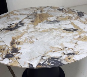 Стол TERAMO 135 GLOSS GRAND JADE SOLID CERAMIC, керамика, поворотн.механизм / Черный каркас, ®DISAUR в Заречном - zarechnyy.mebel24.online | фото 4