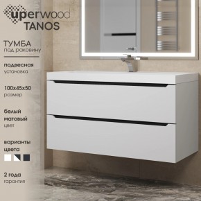 Тумба под раковину Uperwood Tanos 100 см, подвесная, белая/графит в Заречном - zarechnyy.mebel24.online | фото 3